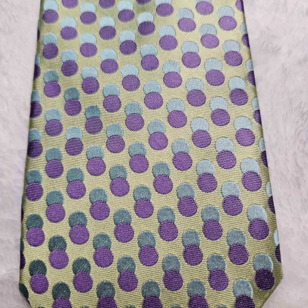 Ted Baker London Silk Ties Lot of 2 Circles Red Green Purple Retro Geometric - Picture 9 of 15